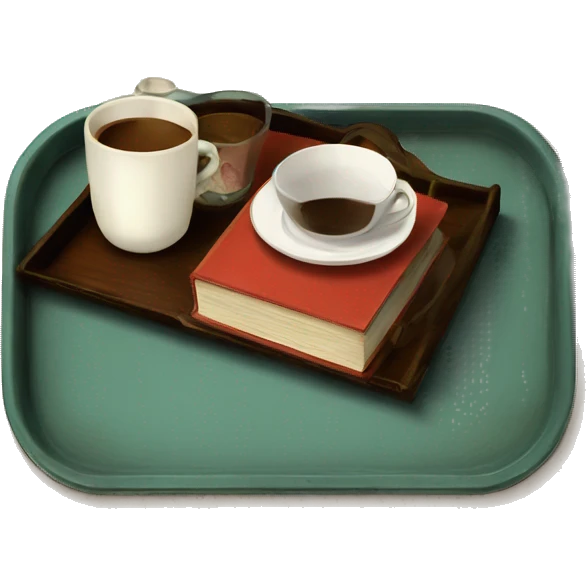 vintage tray with book and coffee  emoji