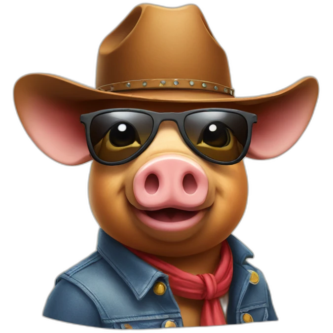 piggy wearing sunglasses and a cowboy hat emoji
