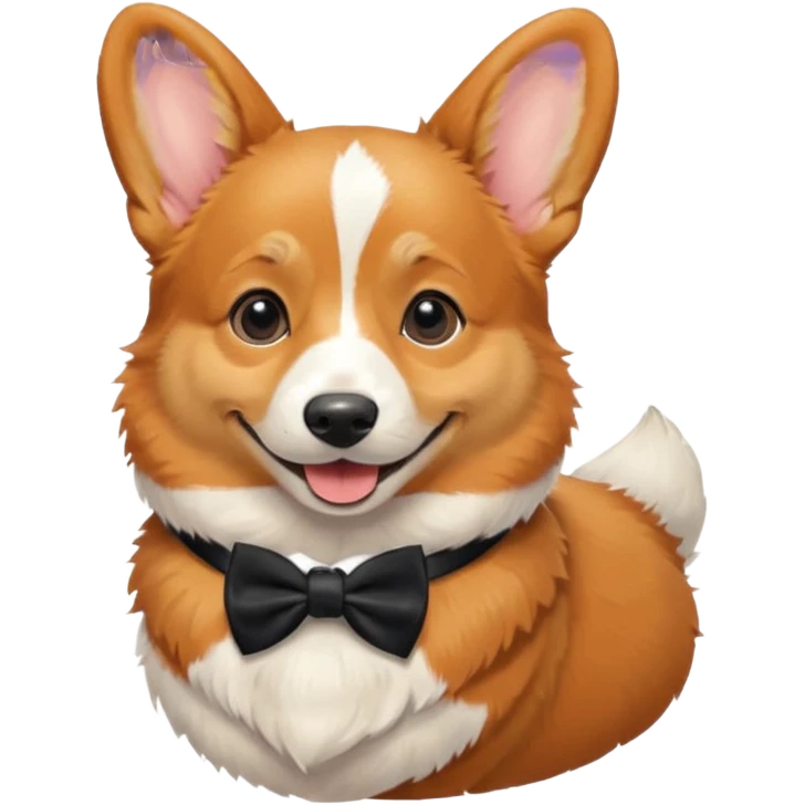 Corgi with black bow tie, half body emoji