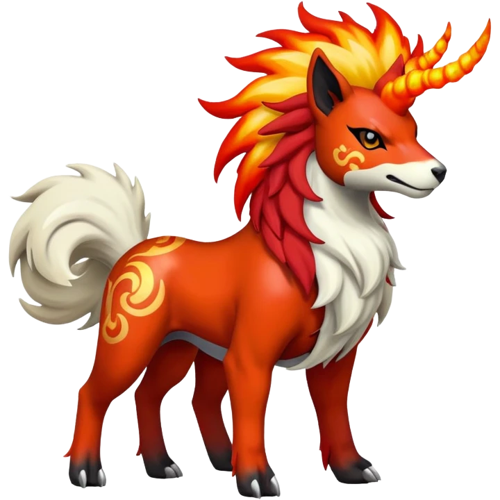Shiny Exotic Gothic Rapidash-Houndoom-Arcanine-Pokémon-Fakémon-hybrid-creature emoji