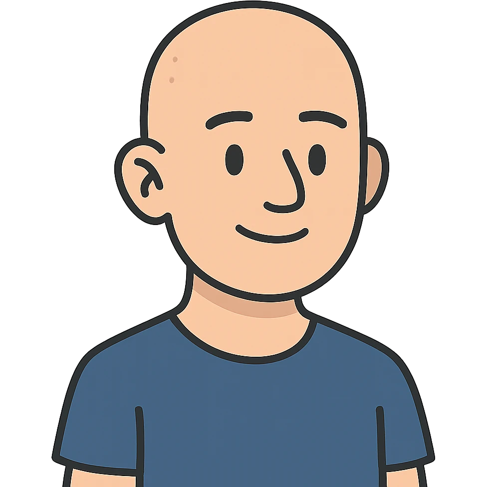 flat toon style bald white guy emoji