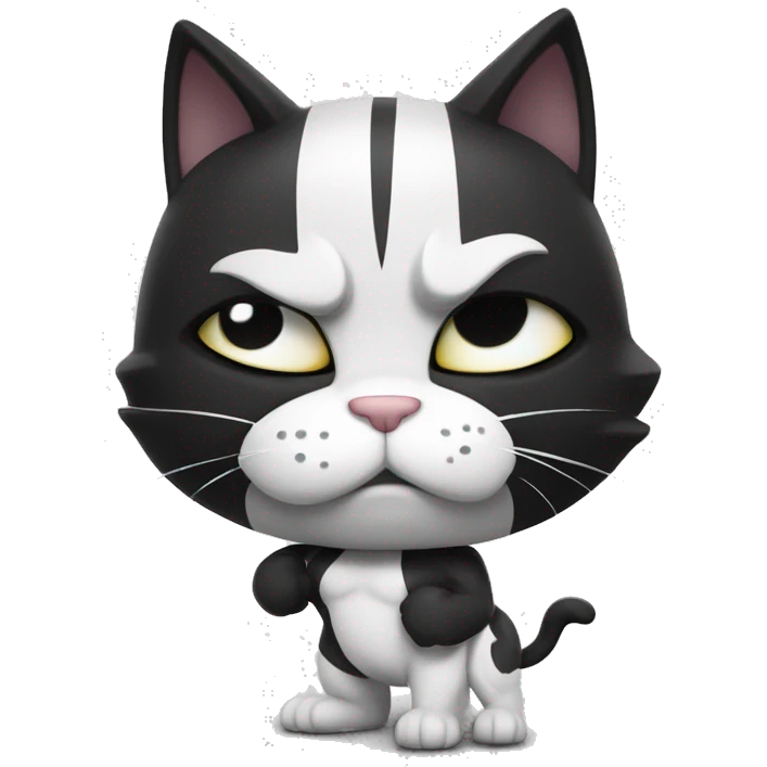 Galactic Ultra Muscular gigachad black and white Cat flexing His biceps emoji