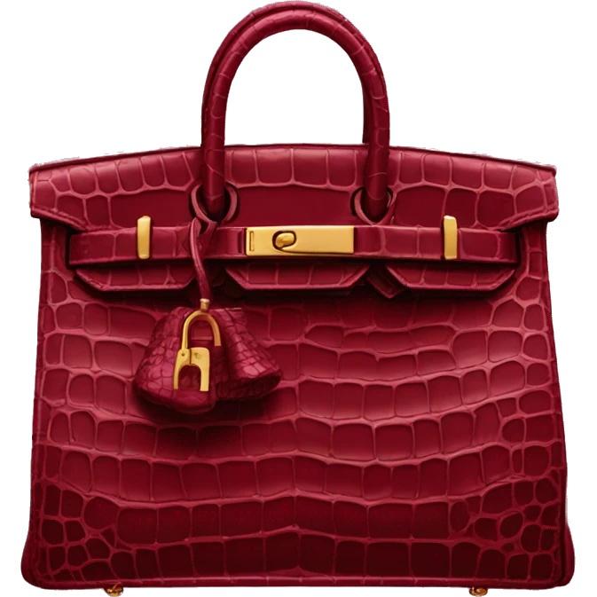 dark red crocodile birkin with a golden hardware  emoji