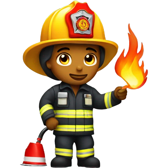 Firefighter putting out big fire with small fires burning in the back emoji