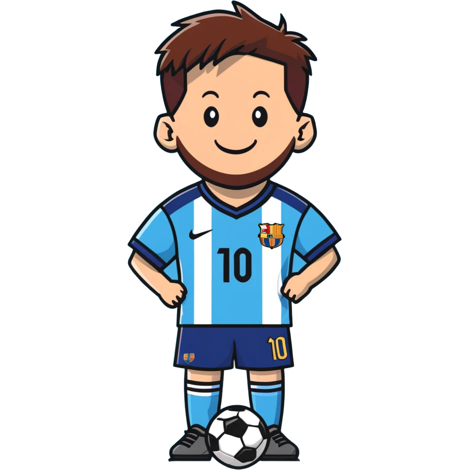 lionel messi smiling wearing a blue and white striped soccer jersey emoji