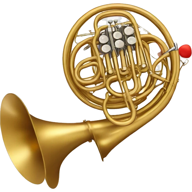 French horn with red hearts around it emoji