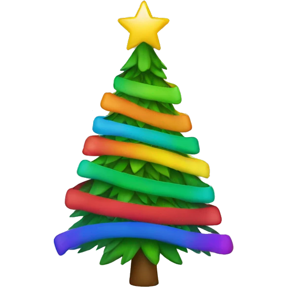 christmas tree with a rainbow on top  emoji