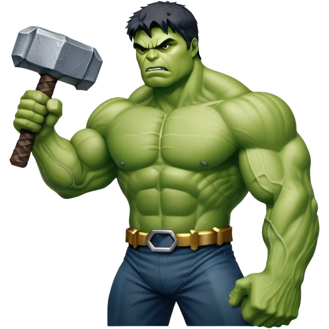 Hulk holding Thor's hammer Mjolnir emoji