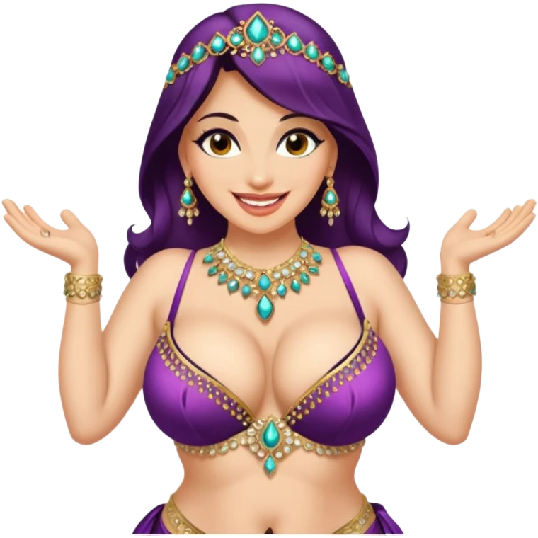 naked bellydancer with very massive naked breasts, giant cleavage emoji