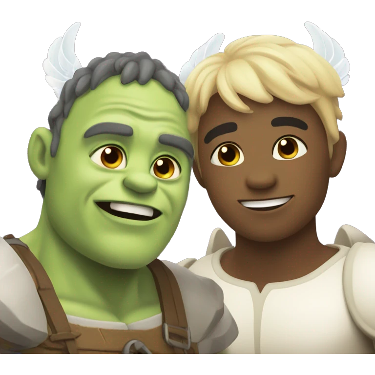An ogre and an angel in love with each other  (gay) emoji