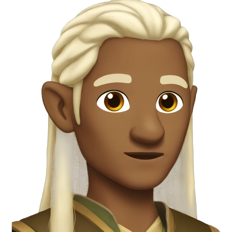 indian legolas with dark brown skin lord of the rings style make him bald emoji