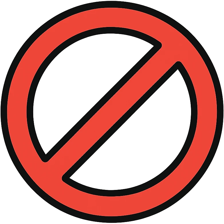 Red prohibition symbol, forbidden sign with diagonal line emoji