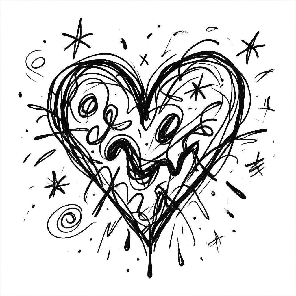 A black and green heart, cute and expressive emoji