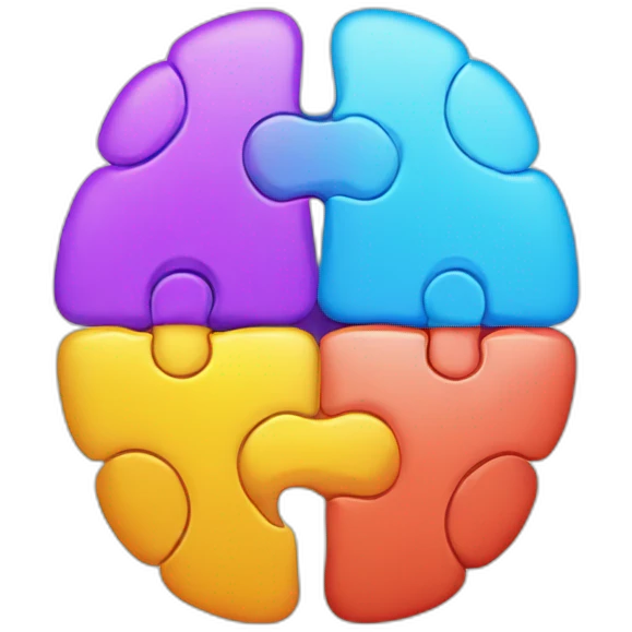 brain divided to the 4 big colorful puzzles emoji