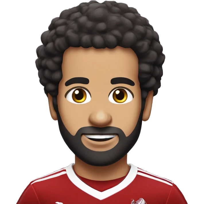 Mohammed Salah with afro hair in a liverpool shirt emoji