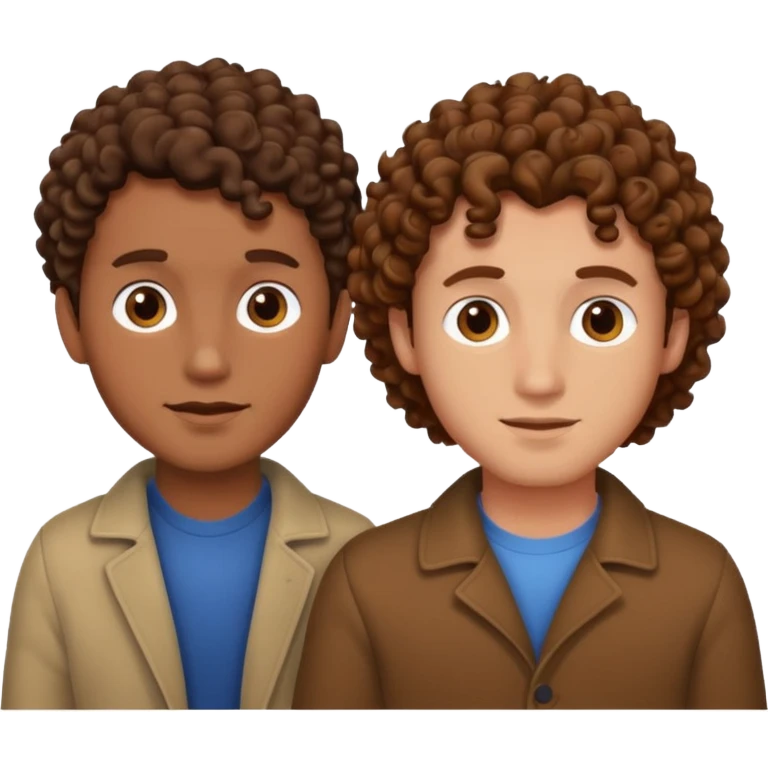 two cute boyfriends brown hair one curly emoji
