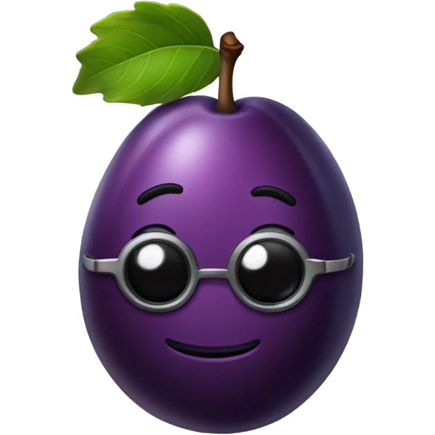 Plum that looks like butt and has glasses emoji