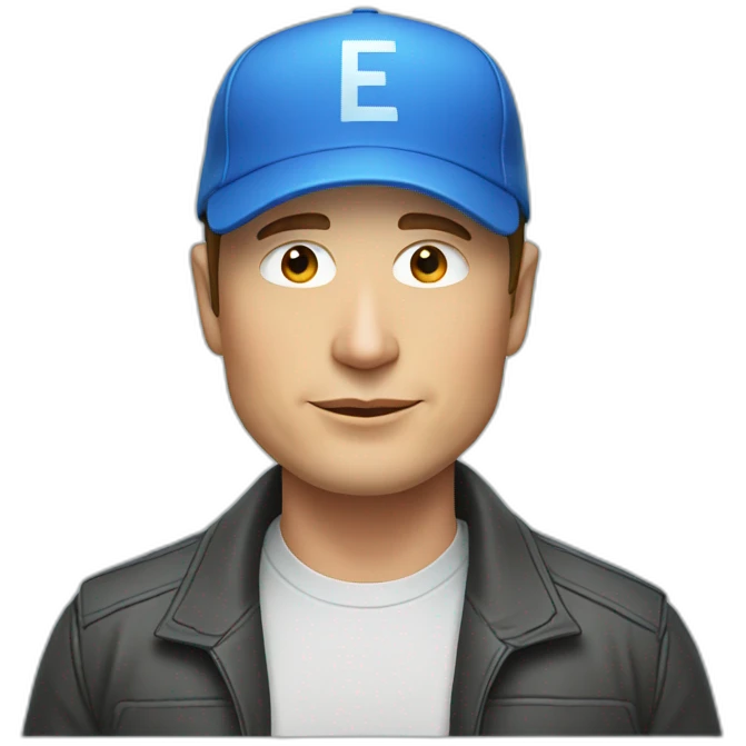 elon musk with a blue cap emoji