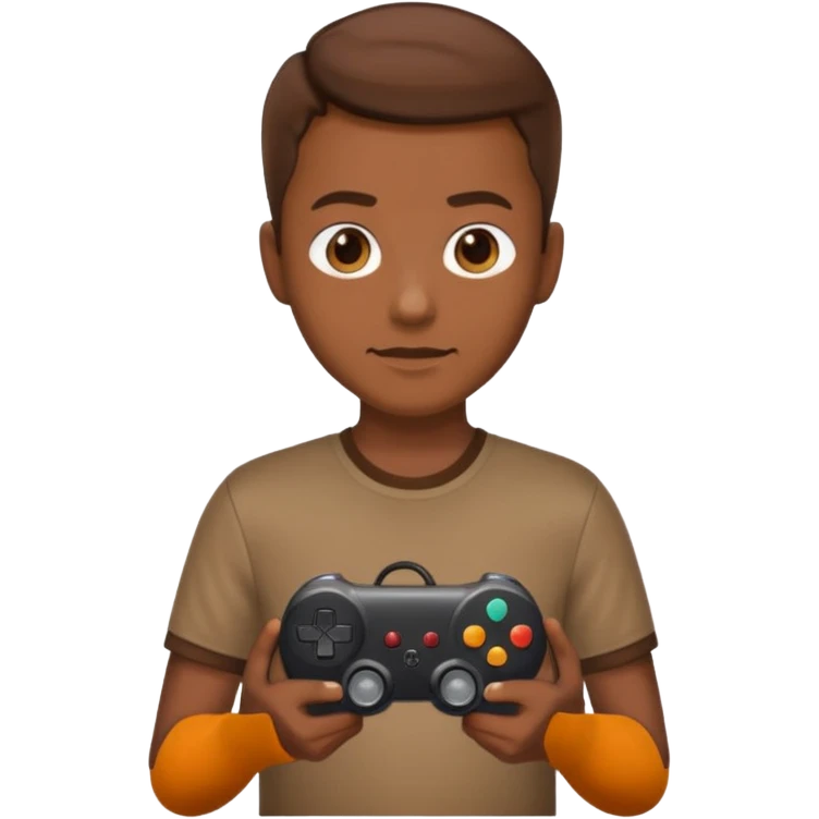 A standing walnut holding a game controller emoji