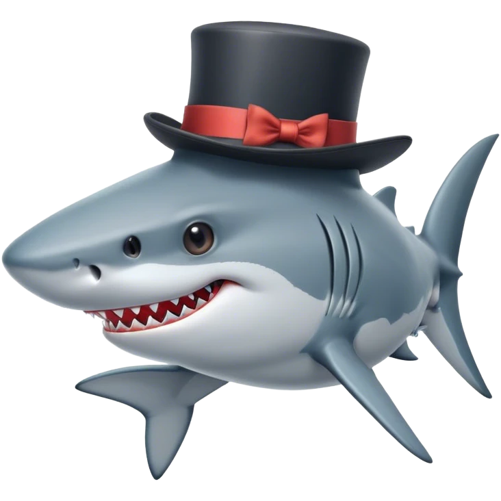 Shark with a top hat emoji