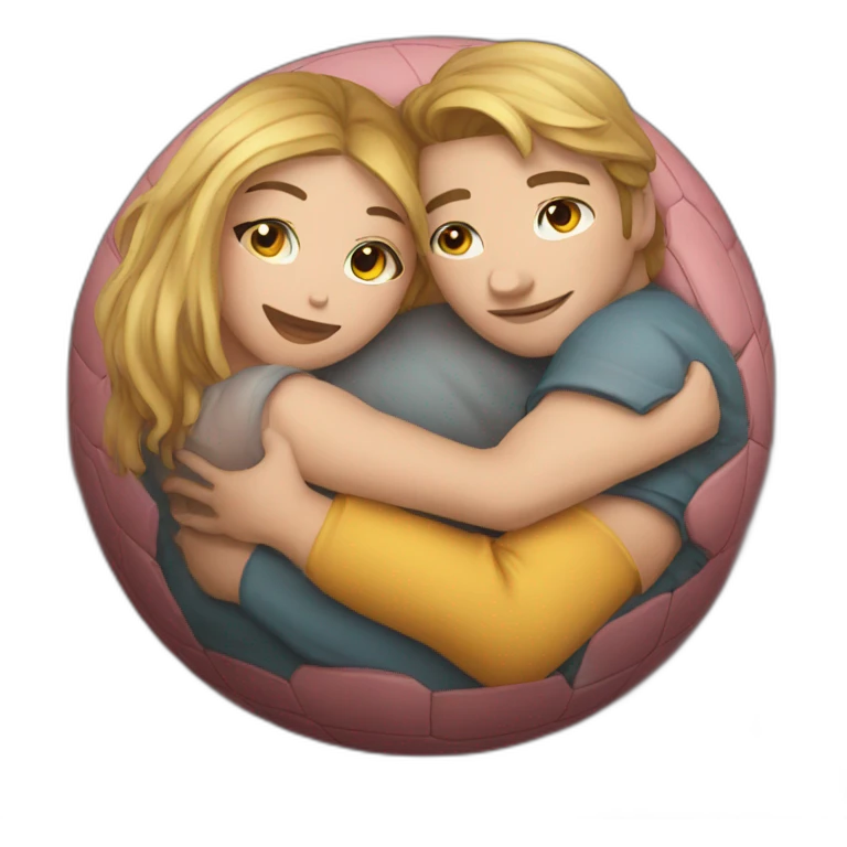 lovers cuddle in ball emoji
