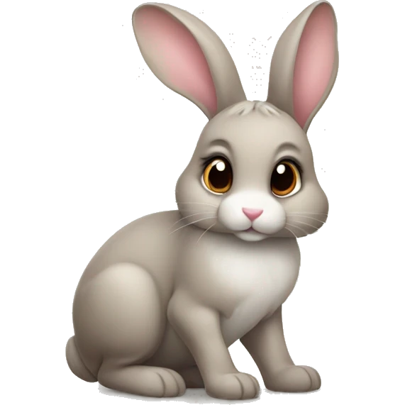 cute little doe eyed bunny rabbit with a heart on paws emoji