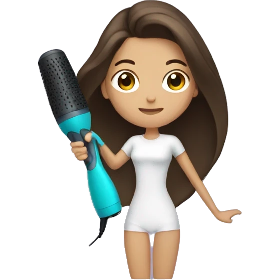 Brunette girl blow drying hair emoji