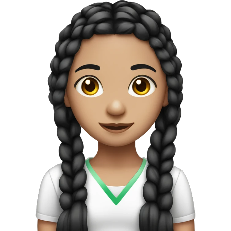 Fair skinned girl with Black braids and a ribbon on her hair emoji