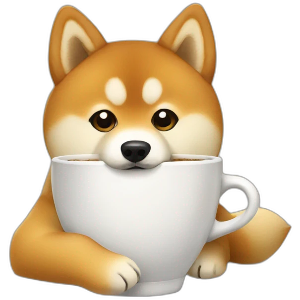 Shiba Inu drinks coffee emoji