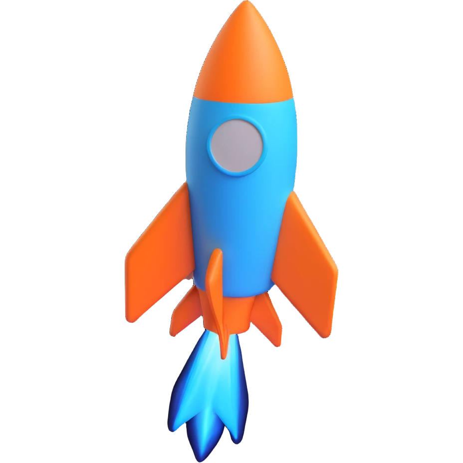 blue rocket emoji, Slack-inspired, 3D style emoji