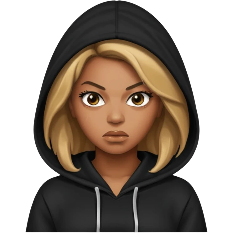angry beyonce with black hoodie emoji