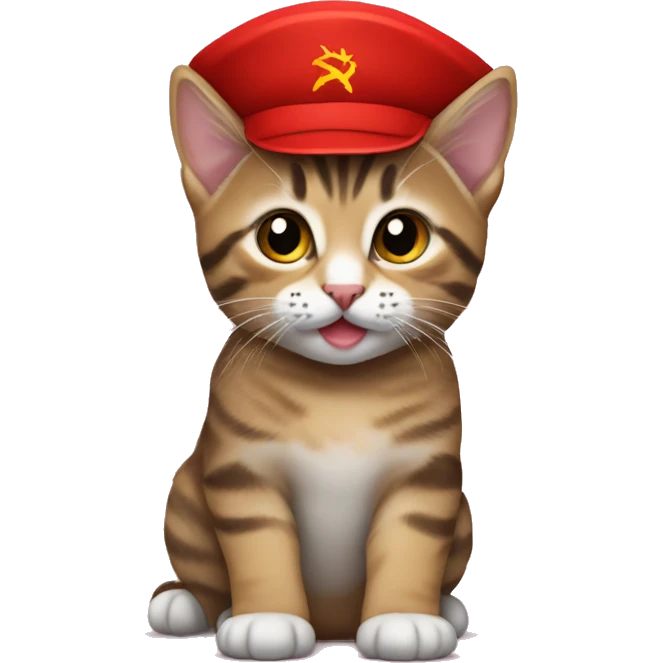 Tabby kitten wearing communist hat emoji