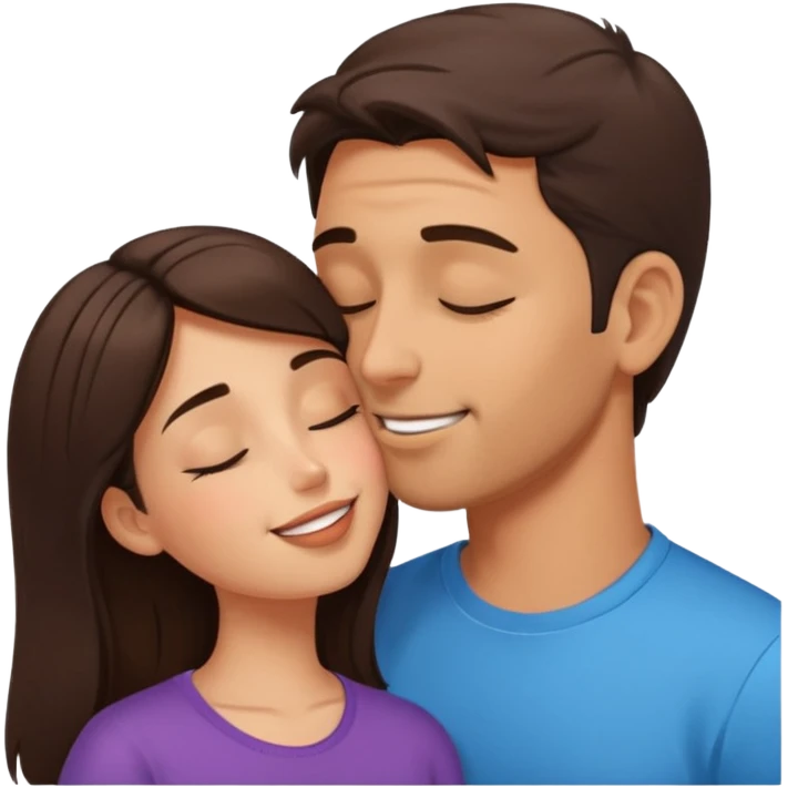 Tanned man kissing brunette girl emoji