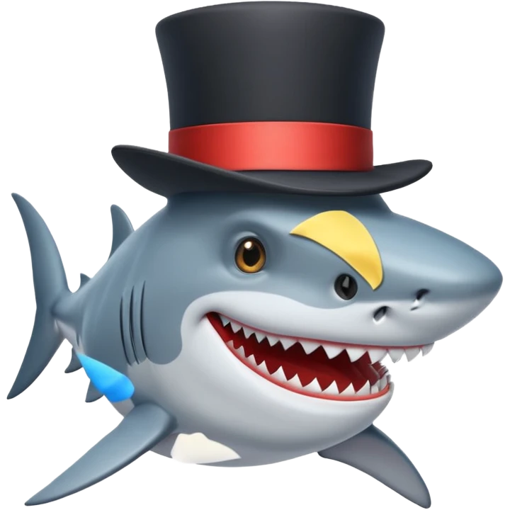 Shark with a top hat emoji