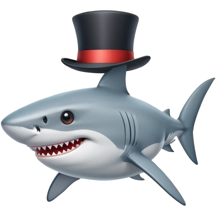Shark with a top hat emoji
