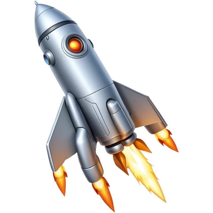 robot shaped like a rocket blasting off emoji