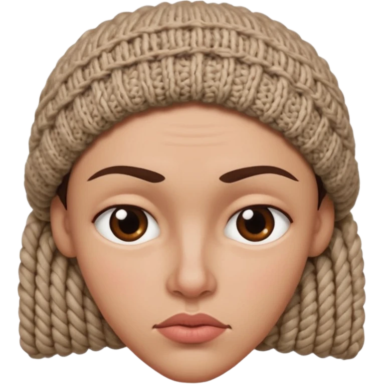 full face with nose, eyes, lips etc. look like knitted emoji