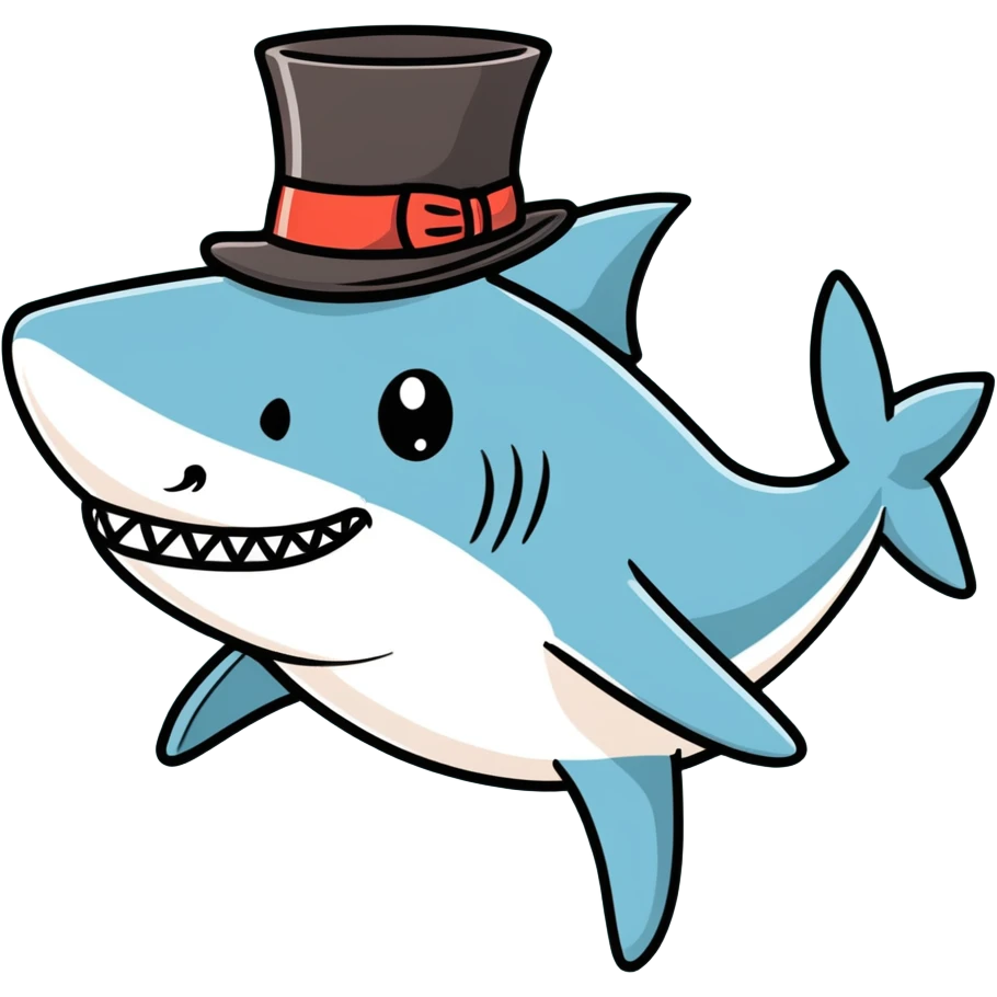 Shark with a top hat emoji