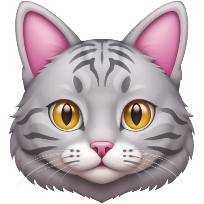 grey tabby cat: pink ears fur emoji