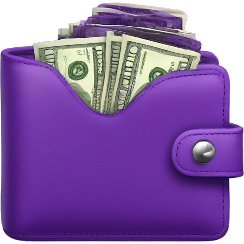 purple wallet with money coming out emoji