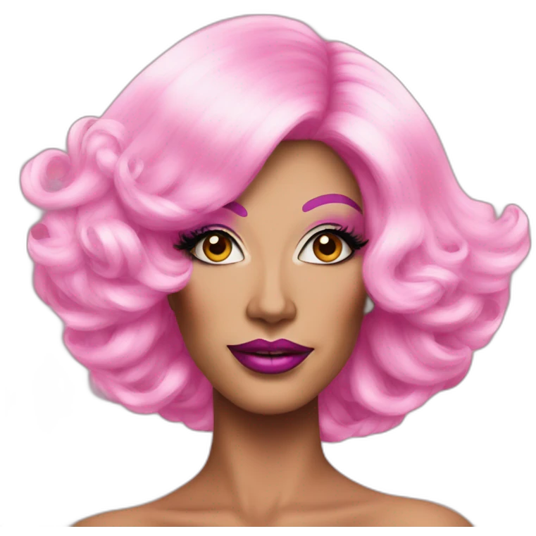 Drag Queen wearing pink wig and extravagant makeup emoji