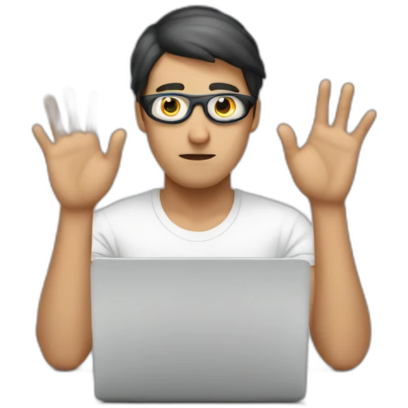 Hacker person doing stop by his hands emoji