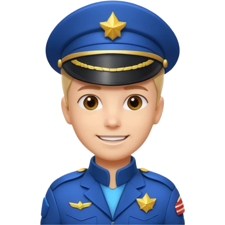 cute spaceship captain portrait, head and shoulders only, futuristic captain uniform collar, captain badge, confident smile, 3D cartoon, mobile game icon style, clean background, no text, no watermark
 emoji