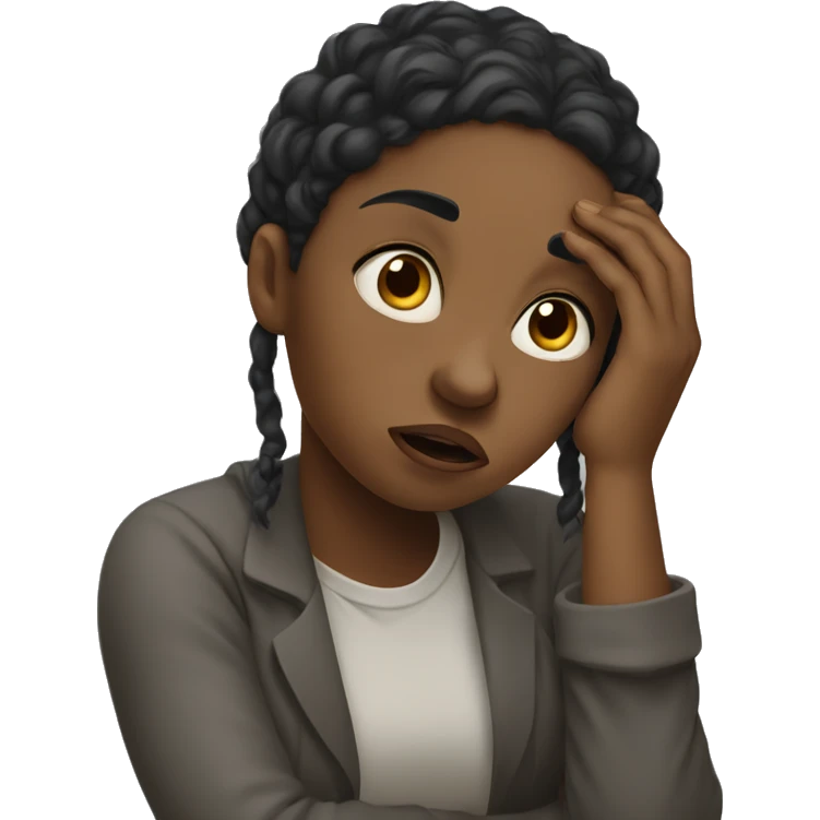 distraught black girl who is stressed emoji