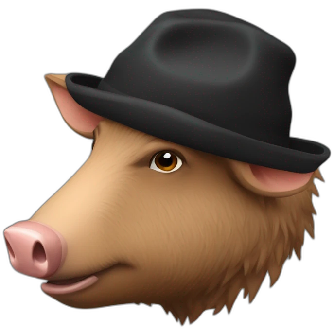 profile really sad brown boar in black common winter hat emoji