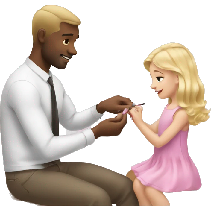 blonde babydaughter gives blonde dad a manicure emoji