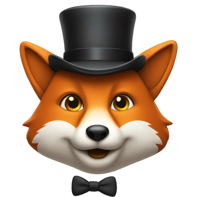 Original fox emoji wearing a bowler hat emoji
