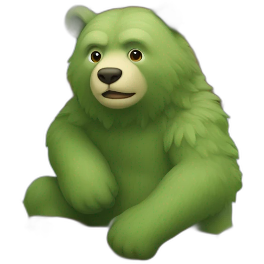 ours vert sur un trône d’arbre emoji