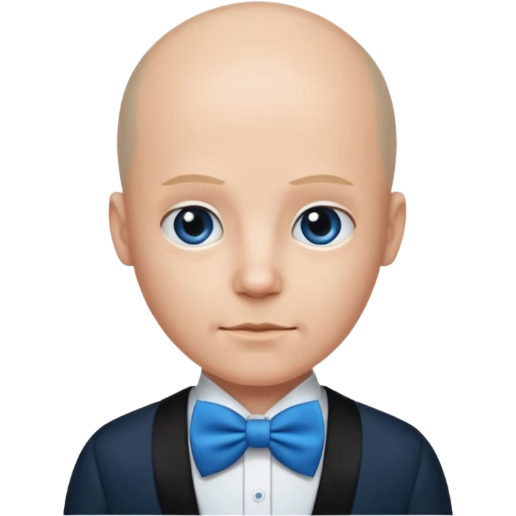 Bald with blue bow tie, balck dress emoji