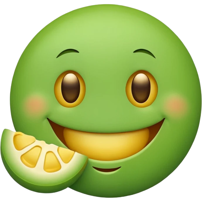 сделай милый смайлик улыбающийся и который ест еду очень милый зеленый смайлик emoji